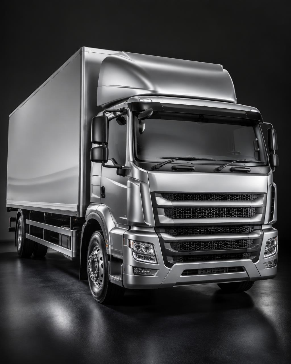 Light silver UK rigid box truck with ceramic coated paint